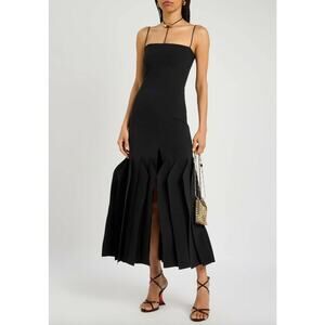 A.W.A.K.E. Mode Lip Chocker Crepe Midi Dress Black